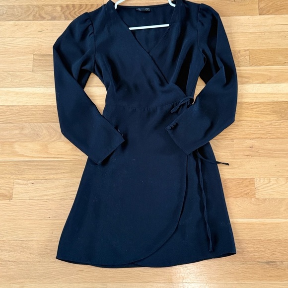 Topshop Black Crepe Wrap Mini Dress - Picture 2 of 7